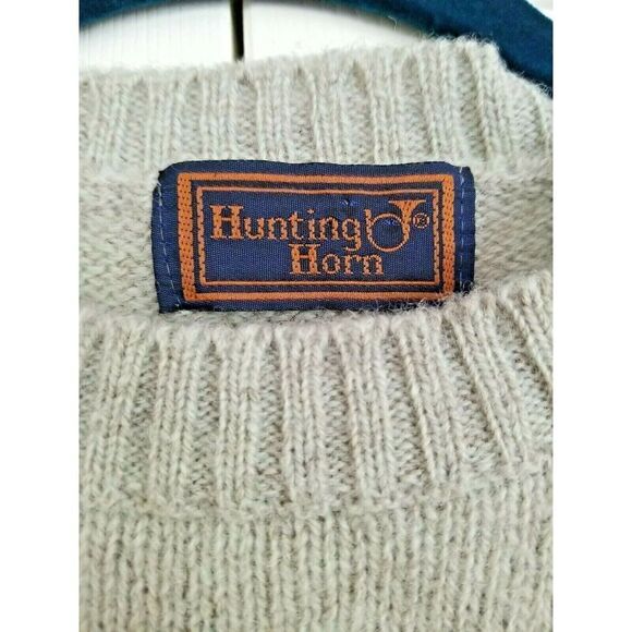 Hunting Horn Women’s‎ Heather Grey Sweater 100% Shetland Wool Vintage M - Picture 3 of 5